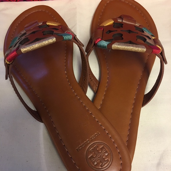 Tory Burch Women’s Miller Embroidered Sandal, Tan - Picture 3 of 4